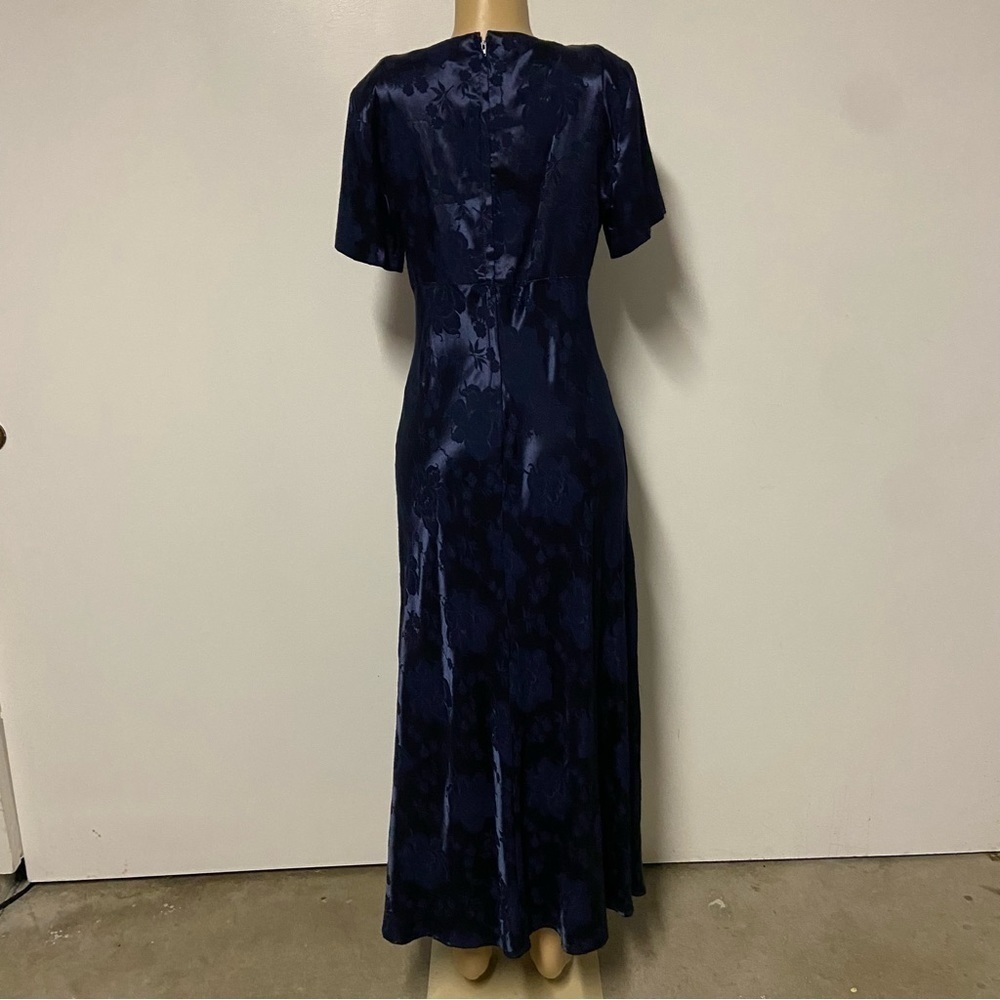 vintage Molly Malloy midnight blue jacquard square neck maxi dress Size 12 - Picture 11 of 11